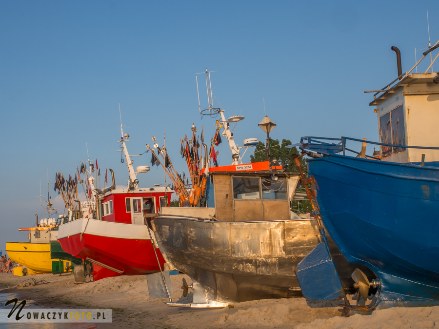 Chłopy, Poland- Colourful fishing boats in a harbour